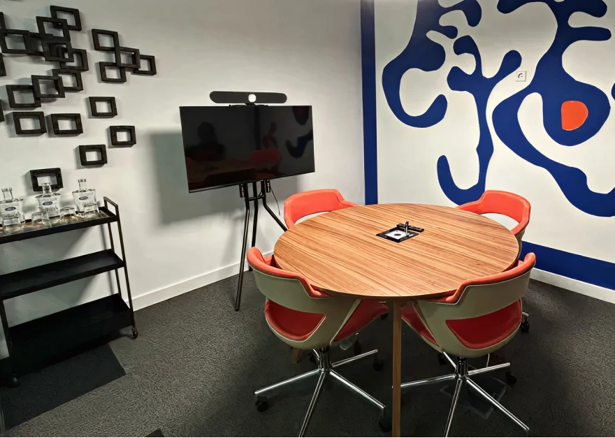 Small private red meeting room